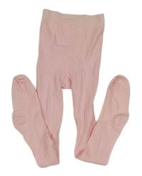 Růžové žebrované vzorované punčocháče PRIMARK