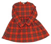 Červeno-černo-bílo-žluto-safírové kostkované vzorované šaty SHEIN