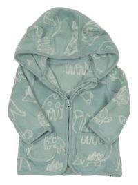 Mentolová fleecová propínací mikina se zvířátky a kapucí s oušky George