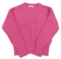 Tmavorůžový žebrovaný chlupatý crop svetr PRIMARK