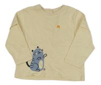 Smetanové triko s kočičkou Smile