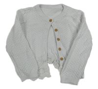 Bílý vzorovaný propínací svetr s krajkou s květy George