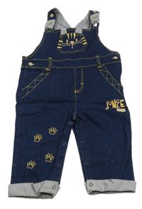 Tmavomodré riflové laclové kalhoty s tygrem a tlapkami Cheeky Chimp