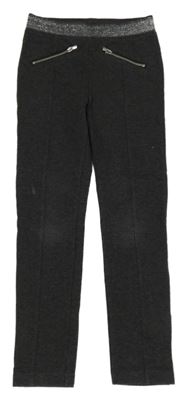 Tmavošedé melírované tregínové kalhoty se zipy a stříbrným pasem H&M