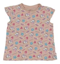 Světlerůžové tričko s Peppa Pig a srdíčky a duhami character