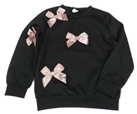 Černá mikina se světlerůžovými mašlemi SHEIN