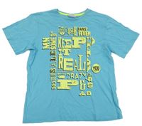 Světlemodré tričko s nápisy a tygrem YIGGA