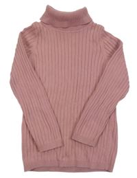 Starorůžový žebrovaný svetrový rolák George