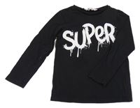 Černé triko s nápisem a skvrnkami H&M