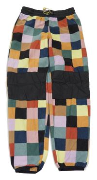 Barevno-černé kostkované fleecovo/šusťákové kalhoty H&M
