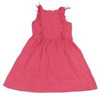 Růžové bavlněné šaty s třásněmi H&M