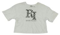 Bílé crop tričko s logem River Island