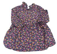 Tmavomodré květované lehké šaty s límečkem Mothercare