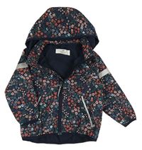 Tmavomodrá květovaná softshellová bunda s kapucí H&M
