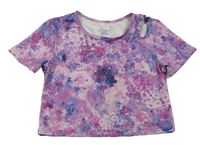 Růžovo-fialové vzorované sportovní crop tričko Primark