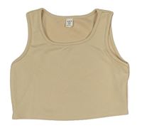 Béžový žebrovaný crop top Shein