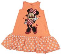 Neonově oranžové bavlněné šaty s Minnie a puntíky C&A