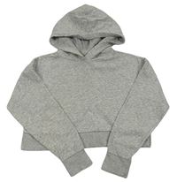 Šedá melírovaná crop mikina s kapucí Matalan