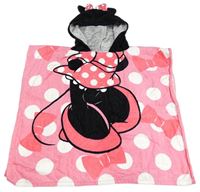 Růžovo-černé froté osuškové pončo s Minnie a kapucí Disney