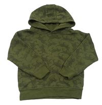 Khaki mikina s dinosaury z nápisů a kapucí zn. Primark