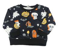 Černá mikina s halloweenským motivem