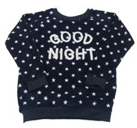 Tmavomodrá chlupatá pyžamová mikina s hvězdami zn. Infinity Kids