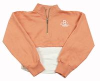Broskvová crop mikina s nápisem a všitým topem River Island