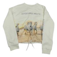Nové - Smetanová crop mikina s koňmi C&A