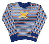 Modr-bílo-červená pruhovaná lehká mikina s lebkou