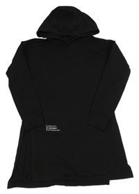 Černé teplákové šaty s nápisem a kapucí