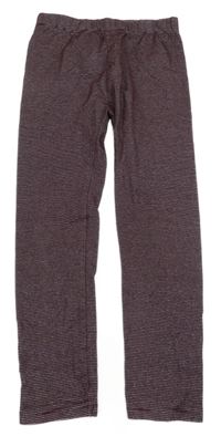 Vínovo-stříbrné pruhované legíny Kids