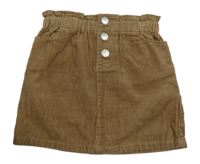 Hnědá manšestrová paper bag sukně Denim Co.