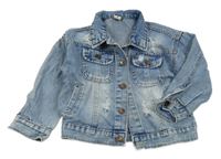 Modrá riflová crop bunda s Frozen a prošoupáním