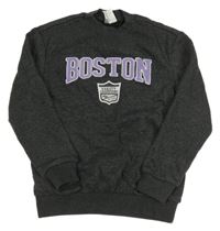 Antracitová melírovaná mikina s nášivkou a nápisem Pocopiano