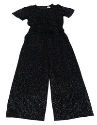 Černý třpytivý sametový slavnostní culottes overal F&F