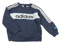 Tmavomodro-bílá mikina s nápisem Adidas