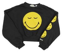 Antracitová crop mikina se smajlíky H&M