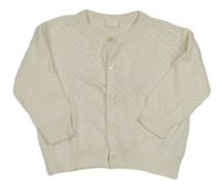 Smetanový perforovaný propínací svetr H&M