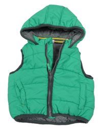 Zelená šusťáková zateplená vesta s kapucí Miniclub