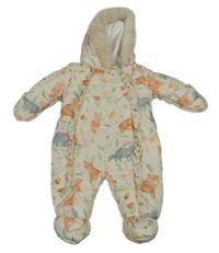 Béžová šusťáková zimní kombinéza se zvířaty a kapucí George