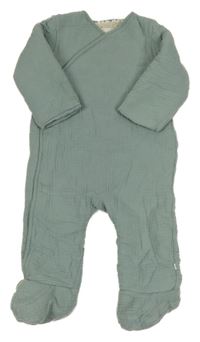 Zelenošedý mušelínový zateplený overal F&F