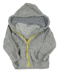 Šedá melírovaná propínací mikina s prošíváním a kapucí Miniclub