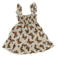 Béžové šaty s motýly Shein