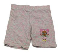 Šedo-růžové vzorované elastické kraťasy s L.O.L. Surprise