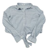 Modro-bílá pruhovaná crop halenka