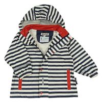 Tmavomodro-bílá pruhovaná nepromokavá bunda s kapucí PlayShoes