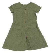 Khaki propínací šaty s kapsami H&M