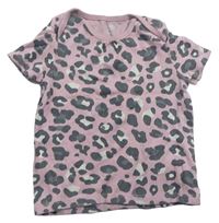 Starorůžové tričko s šedým leopardím vzorem F&F
