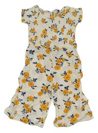 Bílo-žlutý květovaný culottes overal Primark