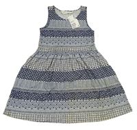 Tmavomodro-bílé vzorované šaty H&M